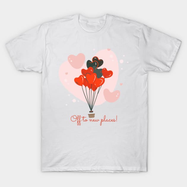 Off To New Places: Hot Air Balloon of Hearts T-Shirt by Gsproductsgs